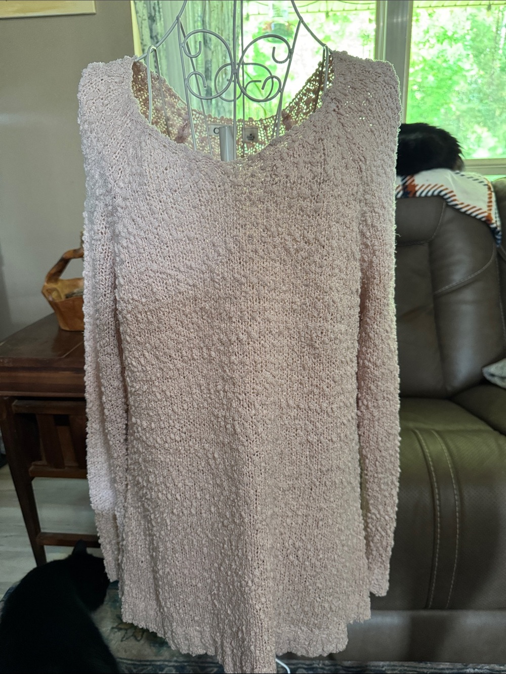 Cato Long Sleeve Textured Knit Dress - Light Pink
